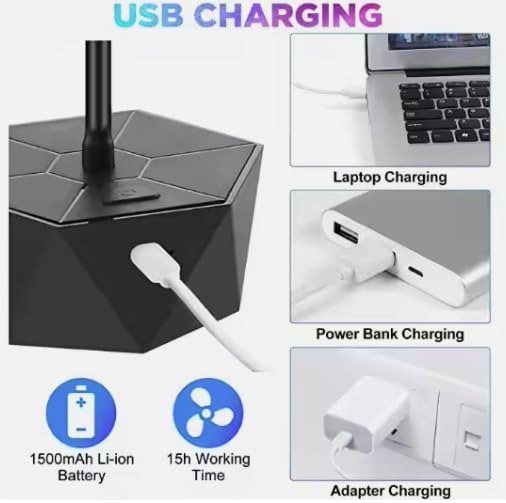 Rechargeable Anti-Fly Fan for Table – Foldable Holographic Blade Insect Repeller with Soft-Stop Safety, USB Charging for Indoor Outdoor Use, Picnic, BBQ, Kitchen, and Camping (Black)