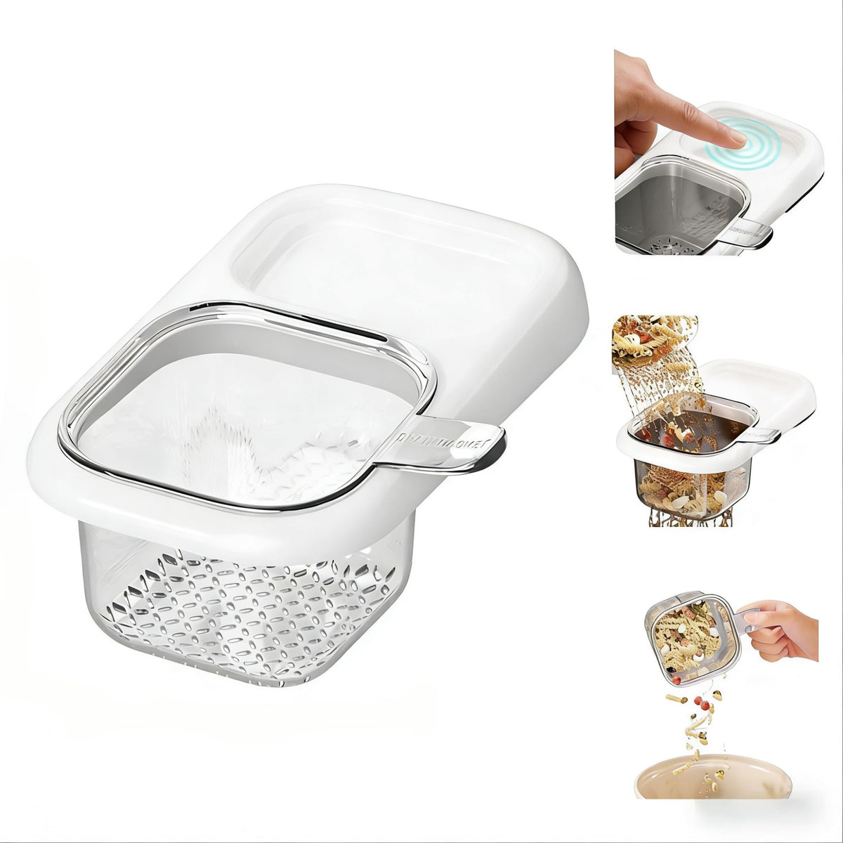 2-Pack Kitchen Sink Drain Basket – White Suction Mount Strainer for Food Waste, Tea Leaves &amp; Vegetables – Space-Saving Filter with Top Storage (White)