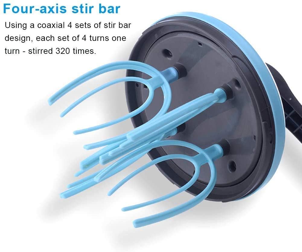 Hand-Crank Egg Beater with 4-Axis Stir Bar – Manual Kitchen Mixer for Whipping Cream, Eggs & Batter – Food-Grade Plastic & Stainless Steel Design (Blue)