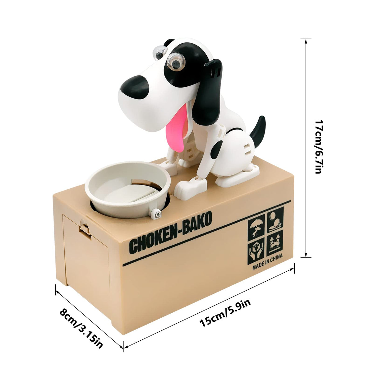 Interactive Dog Coin Bank – Automatic Electric Money Saving Piggy Bank with Moving Dog Design – Fun Kids Gift & Desk Decor (White)