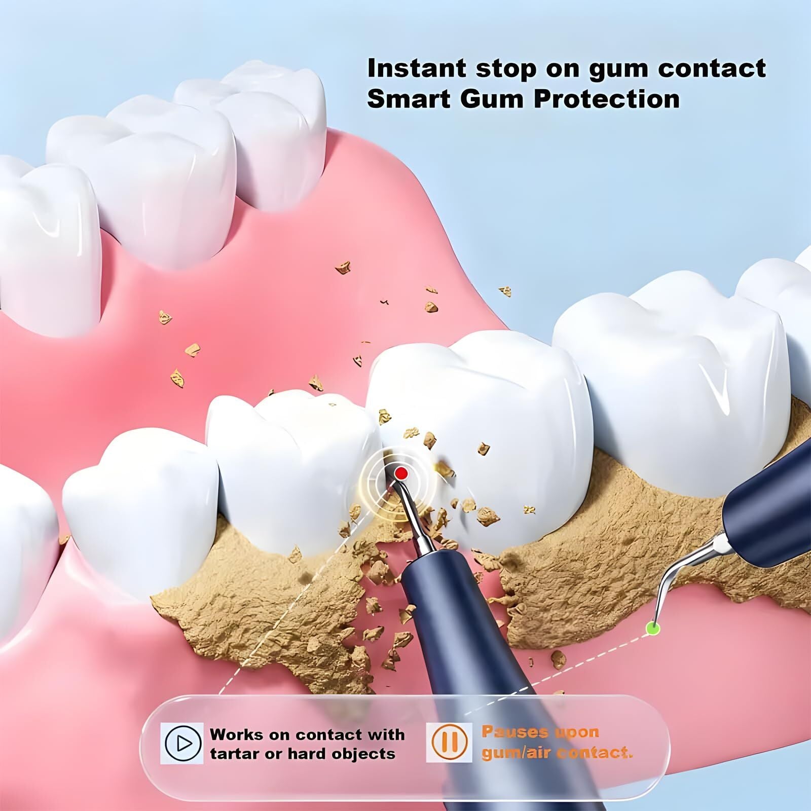 High-End Ultrasonic Tooth Cleaner with LED Light & Smart Gum Protection – 5 Modes, IPX7 Waterproof, Rechargeable, 3 Replacement Tips (White)