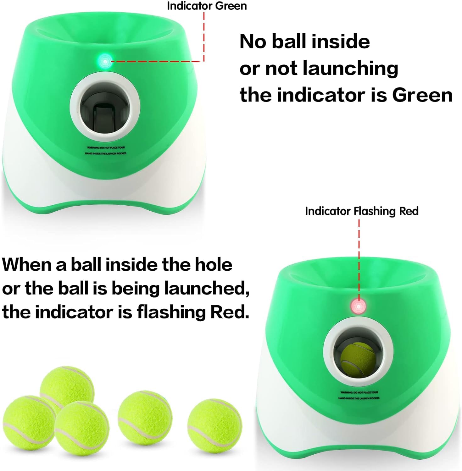 Automatic Dog Ball Launcher with 15 Mini Tennis Balls & Mesh Bag – Rechargeable Pet Toy for Small Dogs, Adjustable Launch Distance, Interactive Play (Green)
