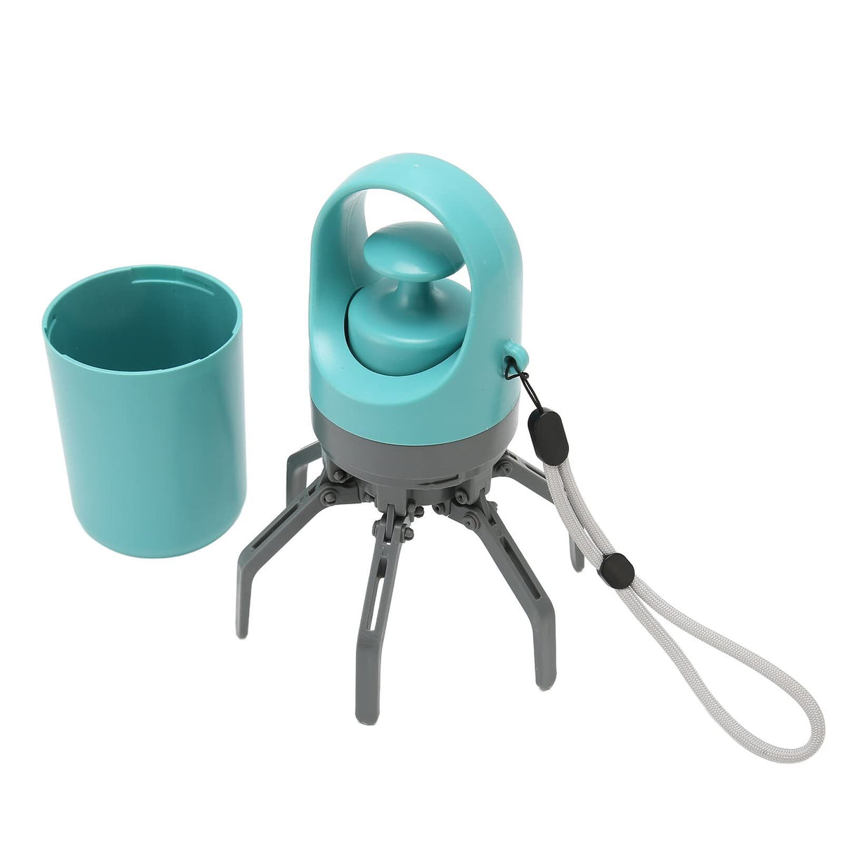 Zero-Contact Dog Poop Scooper with 6-Claw Mechanism &amp; Built-in Bag Dispenser – Lightweight Pet Waste Picker for Outdoor Walks (Teal Blue)