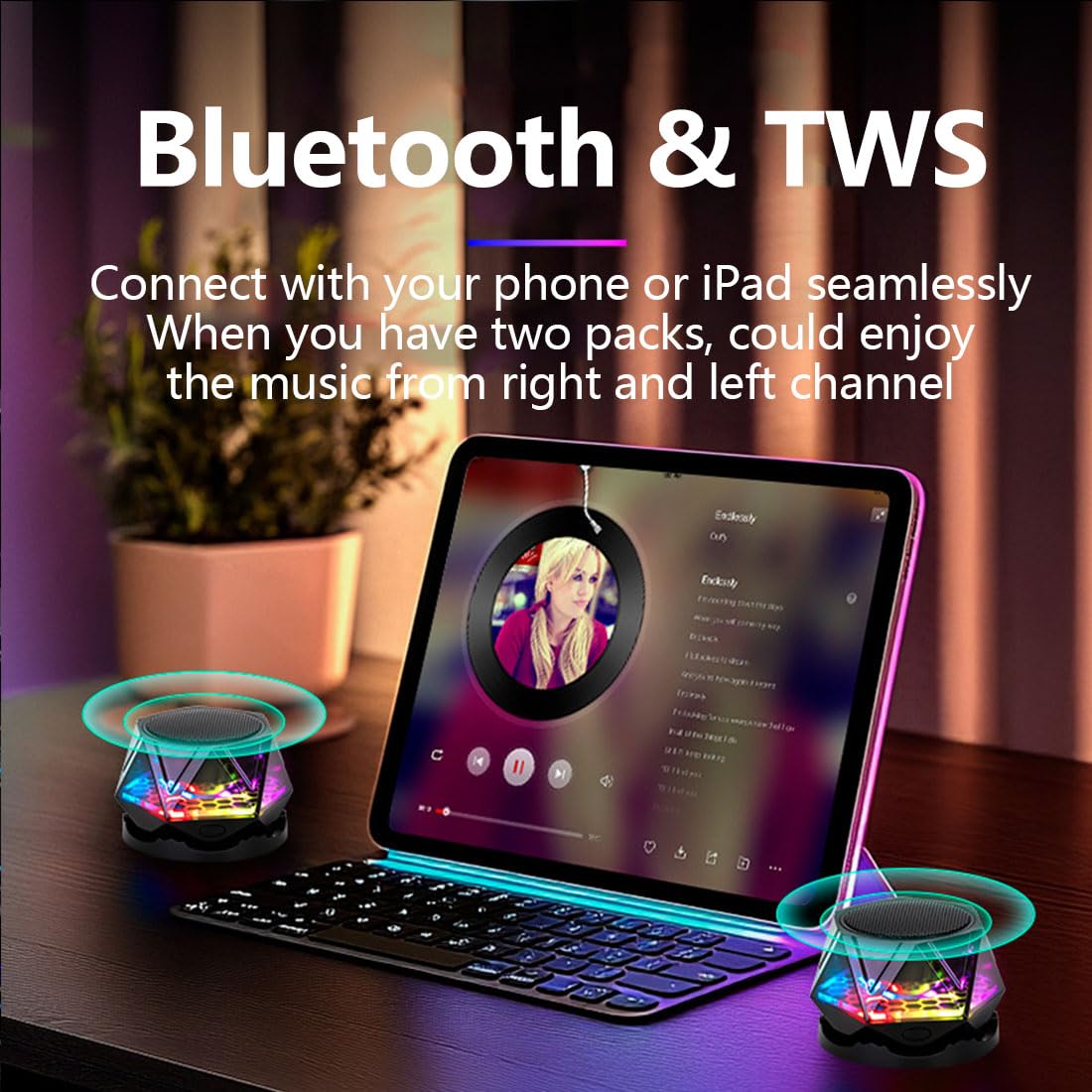 Magnetic Bluetooth Speaker – RGB Light Show, IPX7 Waterproof, TWS Stereo Pairing, 24H Playtime, Compact Design – Perfect for Home, Car, Outdoor Use (Black)