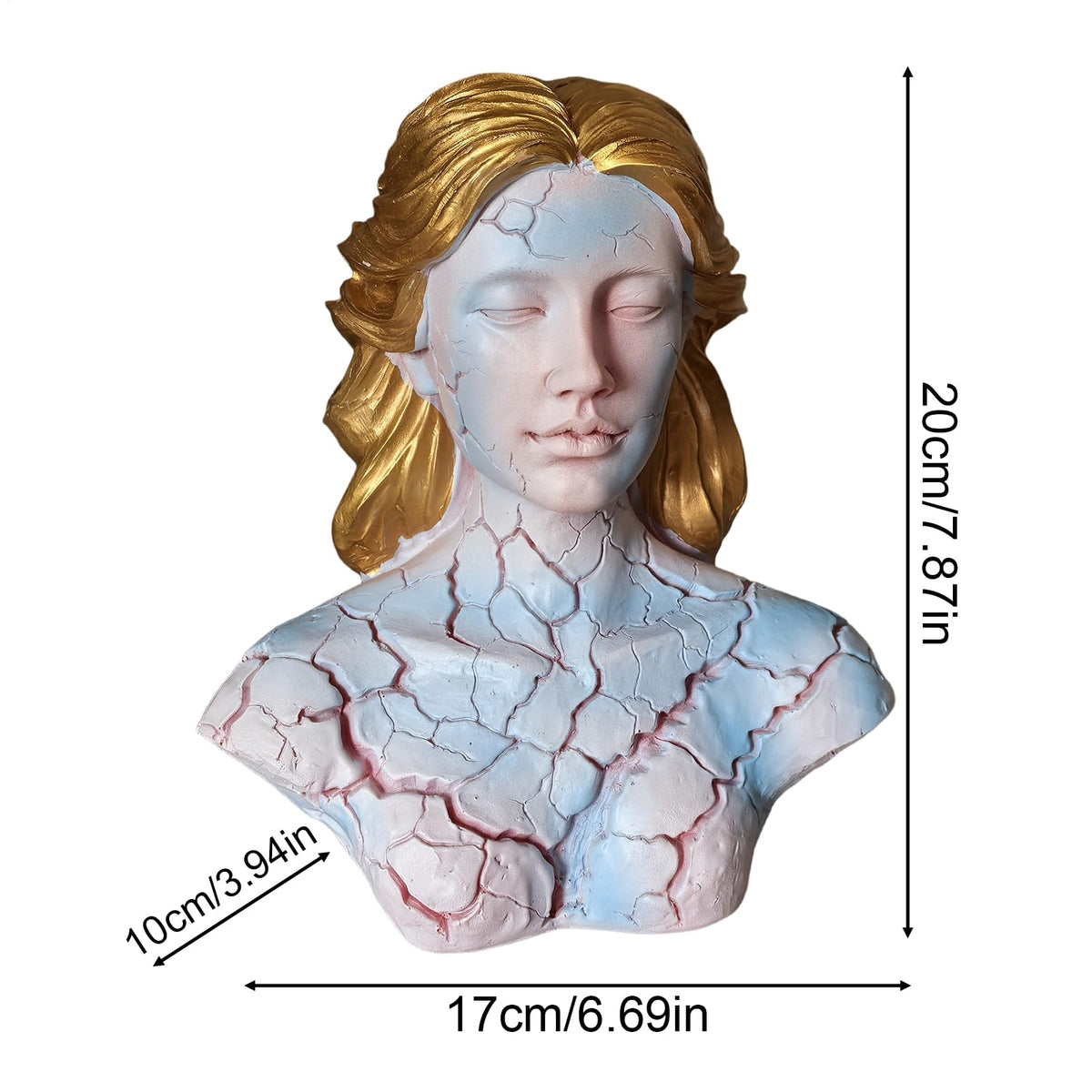 Blazing Maiden Figurine LED Lamp – Artistic Resin Sculpture with Crackled Light Effect, Elegant Decorative Night Light(Blue)