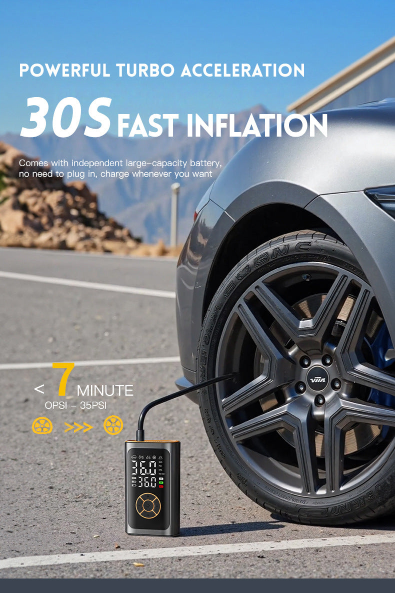 Wireless Tire Inflator with Digital Display – Portable Air Compressor for Cars, Bikes, Balls & More (Black)