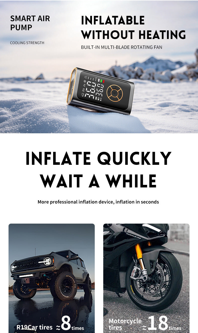 Wireless Tire Inflator with Digital Display – Portable Air Compressor for Cars, Bikes, Balls & More (Black)