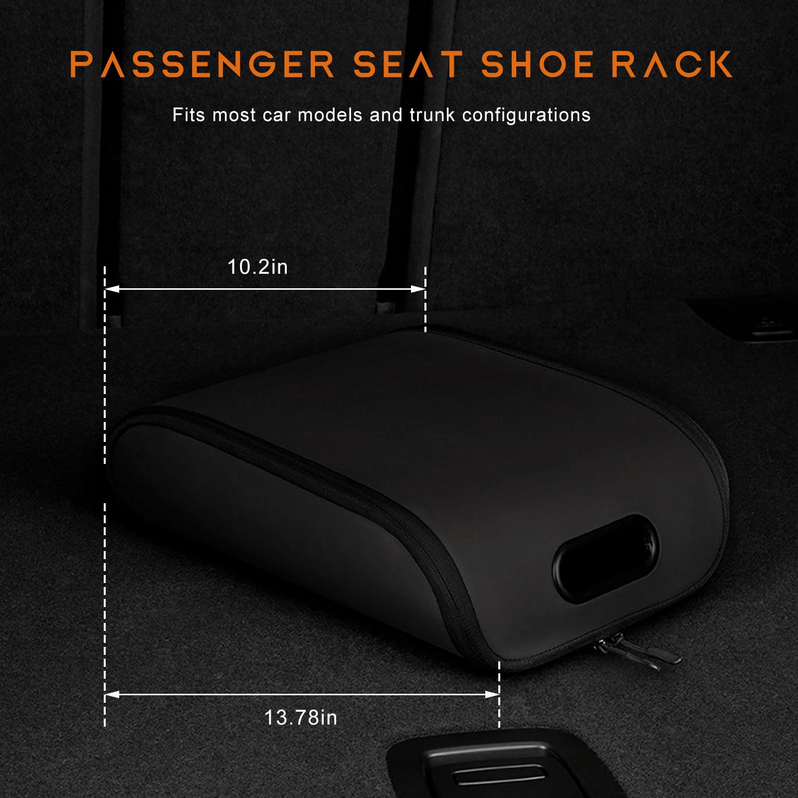 Car Shoe Storage Box – Portable Leather-Look Organizer for Passenger Seat or Trunk, Dustproof and Moisture-Resistant with Zipper and Handle (Black)