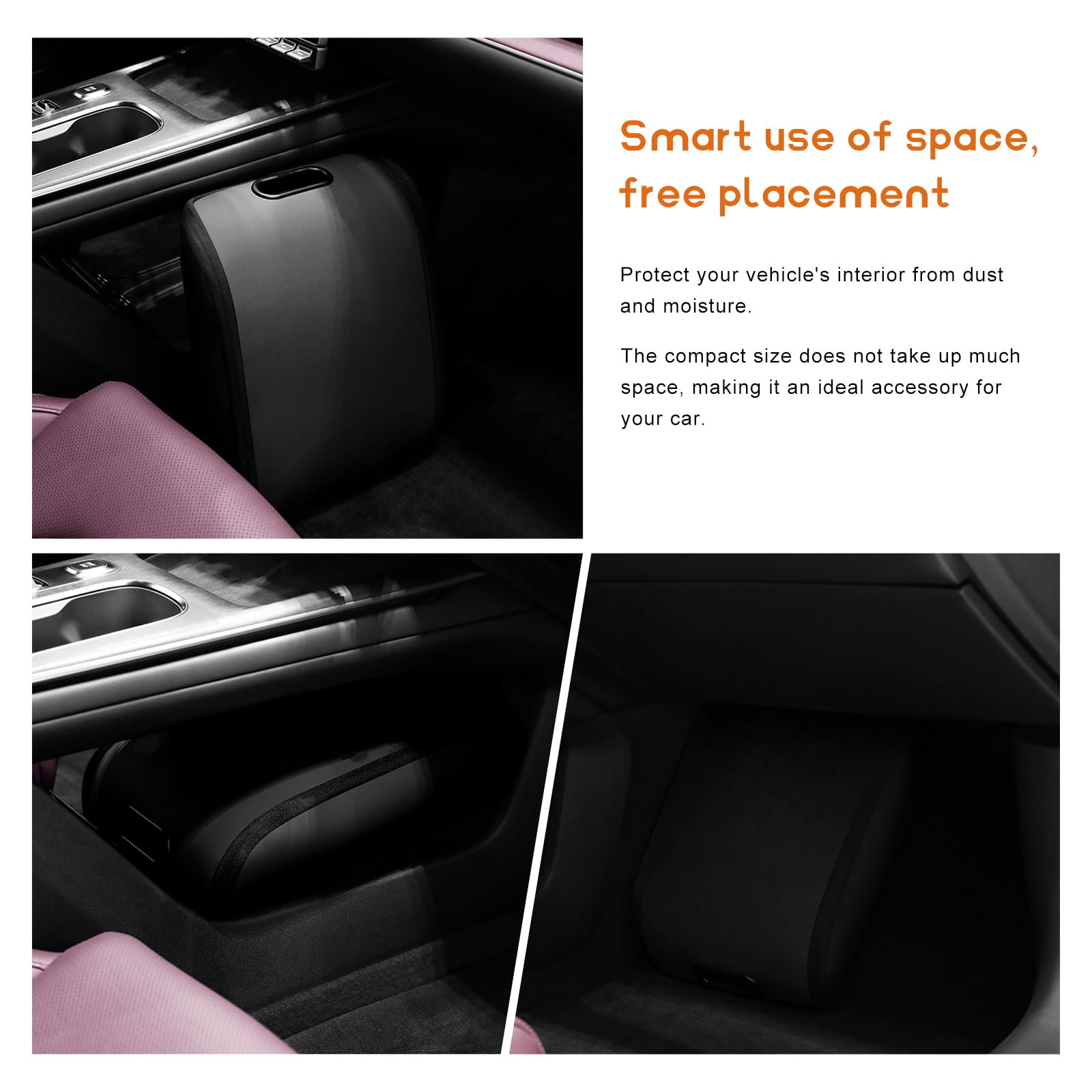 Car Shoe Storage Box – Portable Leather-Look Organizer for Passenger Seat or Trunk, Dustproof and Moisture-Resistant with Zipper and Handle (Black)