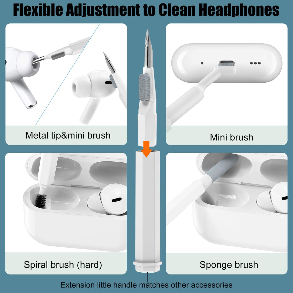 20-in-1 Multi-Function Electronics Cleaning Kit – Portable Keyboard, Earphone, Camera & Screen Cleaner Set with Brush, Spray Bottle & Tools (White)