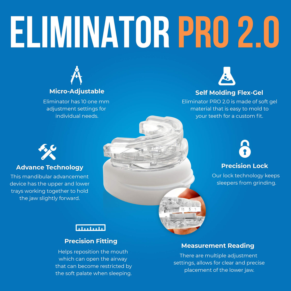 Clear Anti-Snore Mouthpiece – Adjustable Night Guard for Teeth Grinding & Clenching | Self-Moldable Dental Protector with Precision Fit