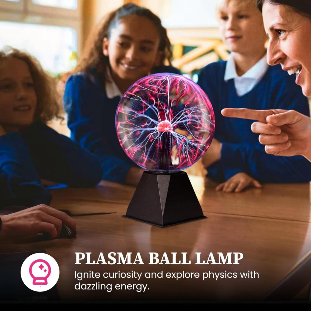 Plasma Ball Lamp - Touch & Sound Sensitive USB-Powered Globe for Decor, Parties & STEM Learning (4 Inch) | Other sizes Available in Store