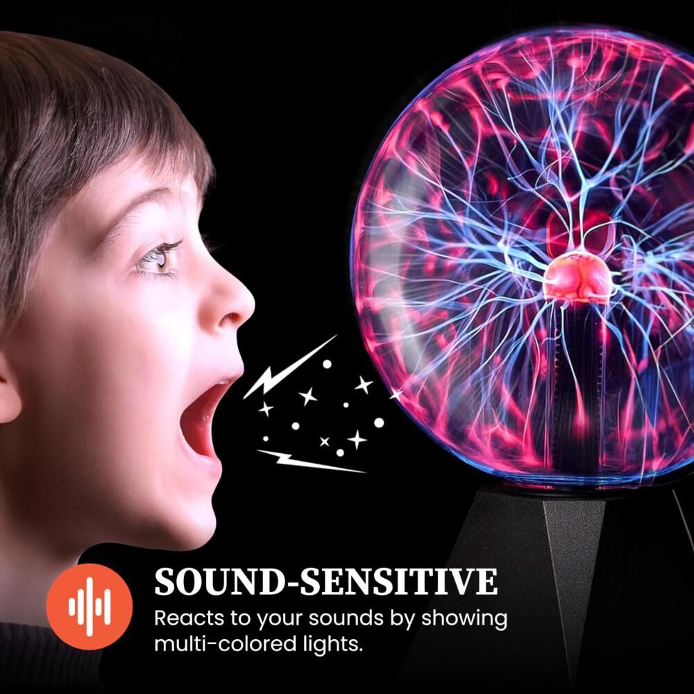Plasma Ball Lamp - Touch & Sound Sensitive USB-Powered Globe for Decor, Parties & STEM Learning (5 Inch) | Other sizes Available in Store