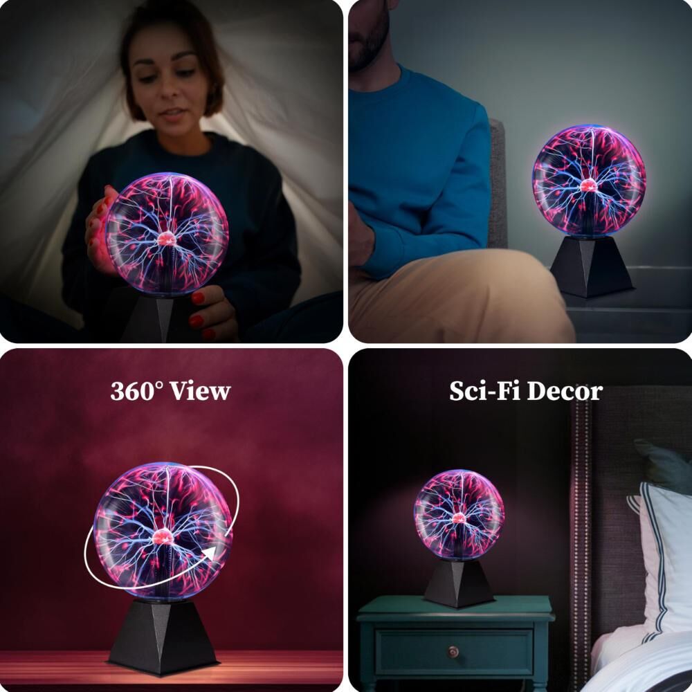 Plasma Ball Lamp - Touch & Sound Sensitive USB-Powered Globe for Decor, Parties & STEM Learning (5 Inch) | Other sizes Available in Store