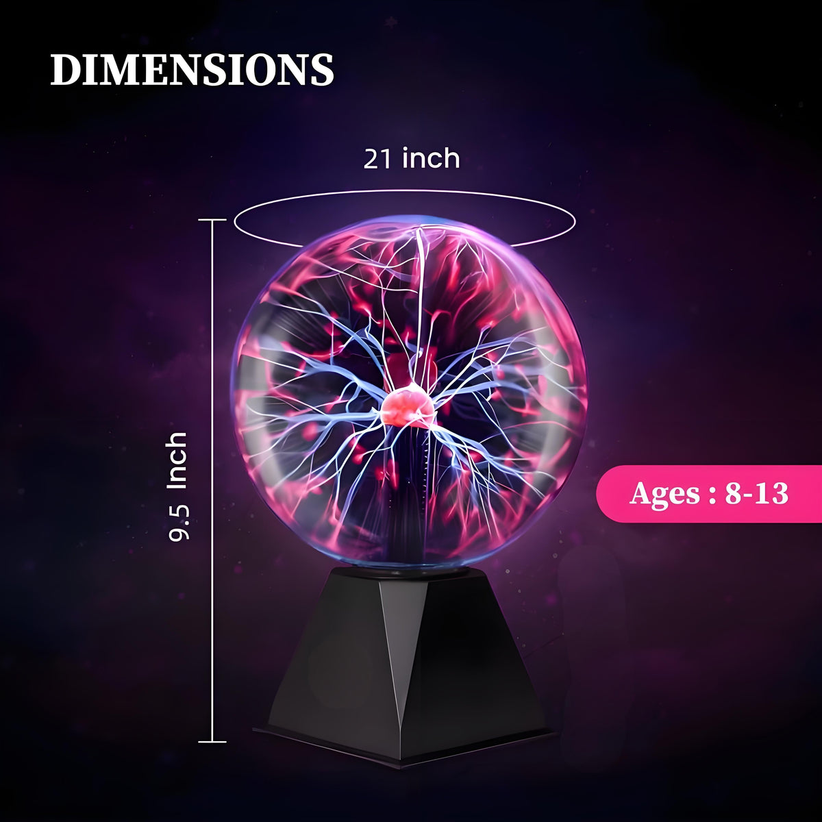 Plasma Ball Lamp - Touch & Sound Sensitive USB-Powered Globe for Decor, Parties & STEM Learning (7 Inch) | Other sizes Available in Store