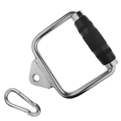 Solid D-Handle Cable Attachment for Home Gym &amp; Cable Machine – Chrome-Finished Steel Bar with Anti-Slip Grip (Black) |