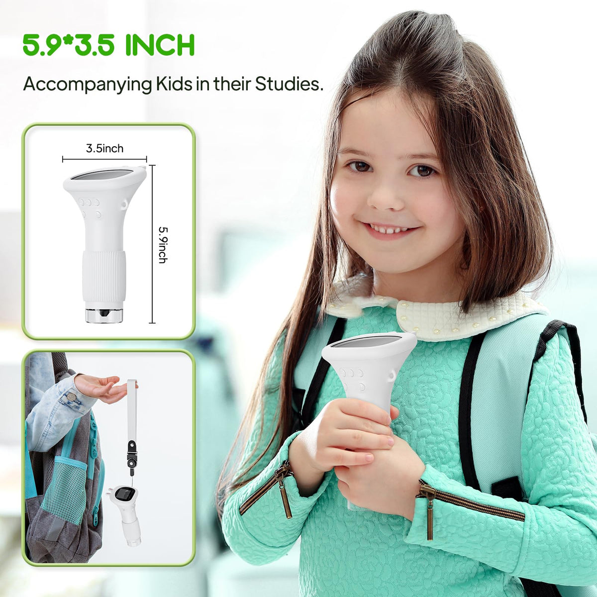 Student Digital Microscope for Kids – Portable 1000x Magnification Handheld Scope with 2 Inch HD Screen, LED Light & Photo Storage, Ideal for Science Class and Outdoor Exploration (White)