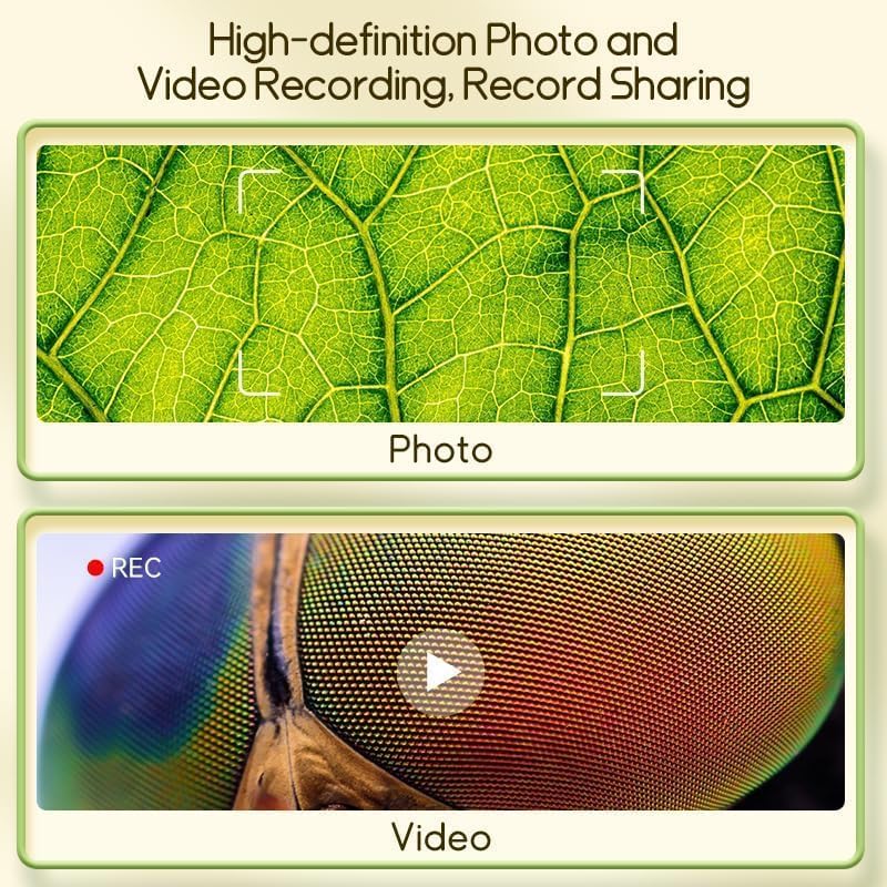 Student Digital Microscope for Kids – Portable 1000x Magnification Handheld Scope with 2 Inch HD Screen, LED Light & Photo Storage, Ideal for Science Class and Outdoor Exploration (Yellow)