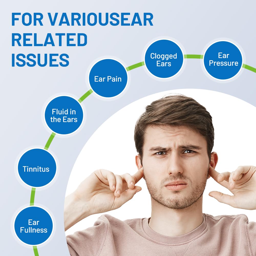 Electric Ear Pressure Relief Device – 3-Mode Adjustable Airflow for Travel, Diving & Altitude – Eustachian Tube Unblocker with LED Display & Type-C Charging (White)