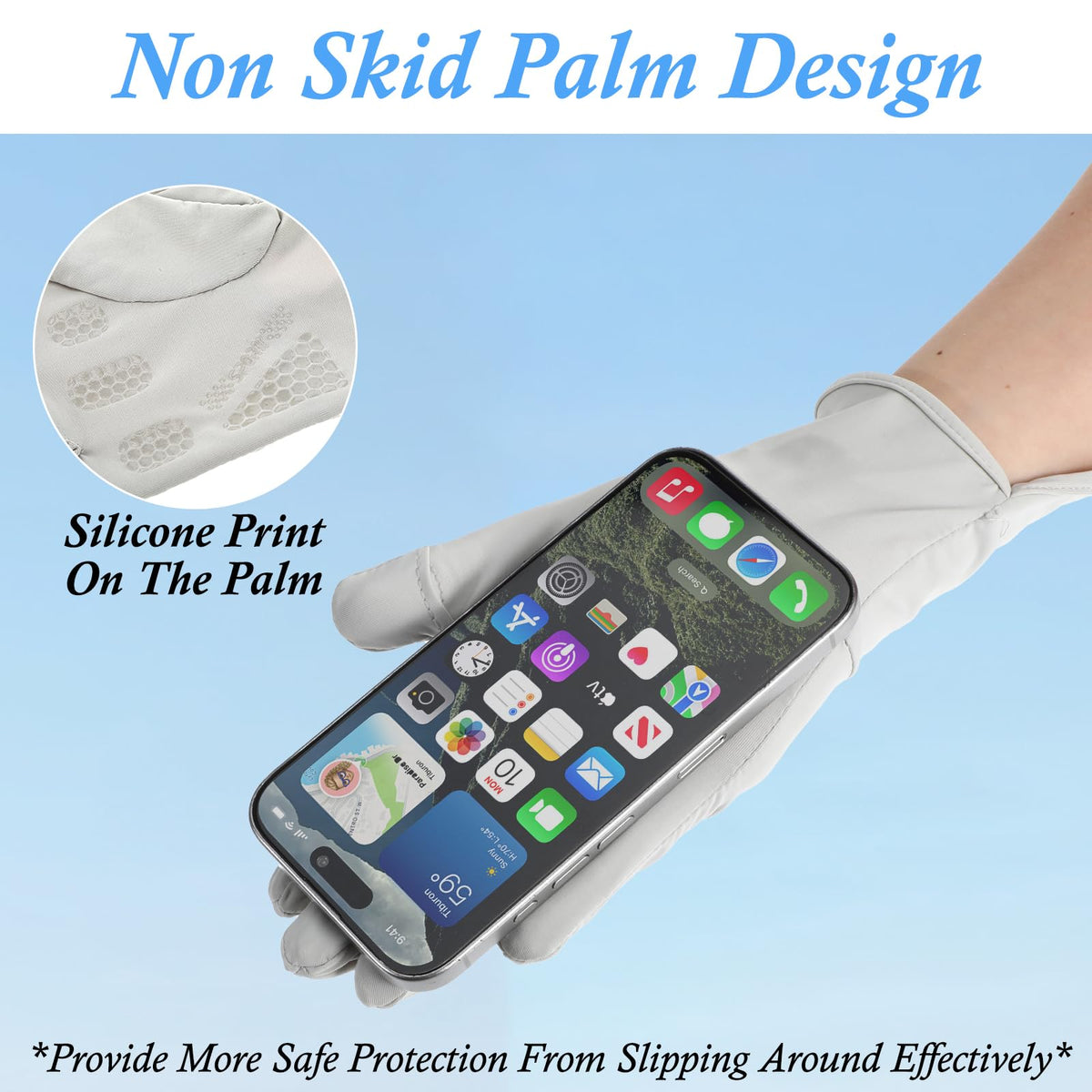 UV Protective Driving Gloves for Women – UPF 50+ Sunscreen Gloves with Touchscreen Function & Anti-Slip Palm, Long Cuff for Hiking, Cycling, Fishing, Golfing (Beige)