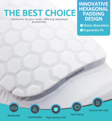 Honeycomb Knee Pads for Kids, Teens & Adults – Protective Compression Knee Guards for Basketball, Football, Cycling & Running(White,XS)