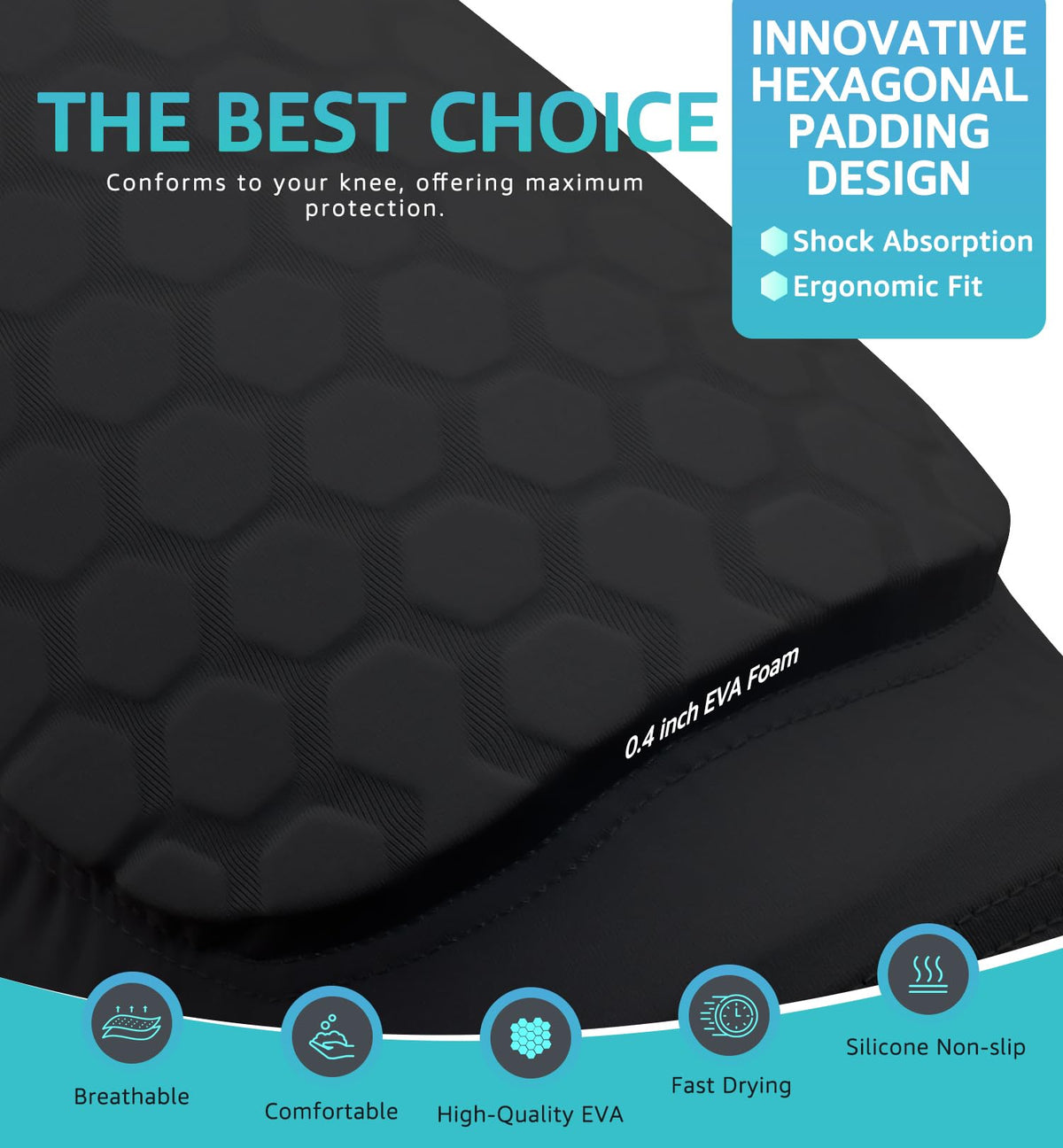 Honeycomb Knee Pads for Kids, Teens & Adults – Protective Compression Knee Guards for Basketball, Football, Cycling & Running(Black,XXL)