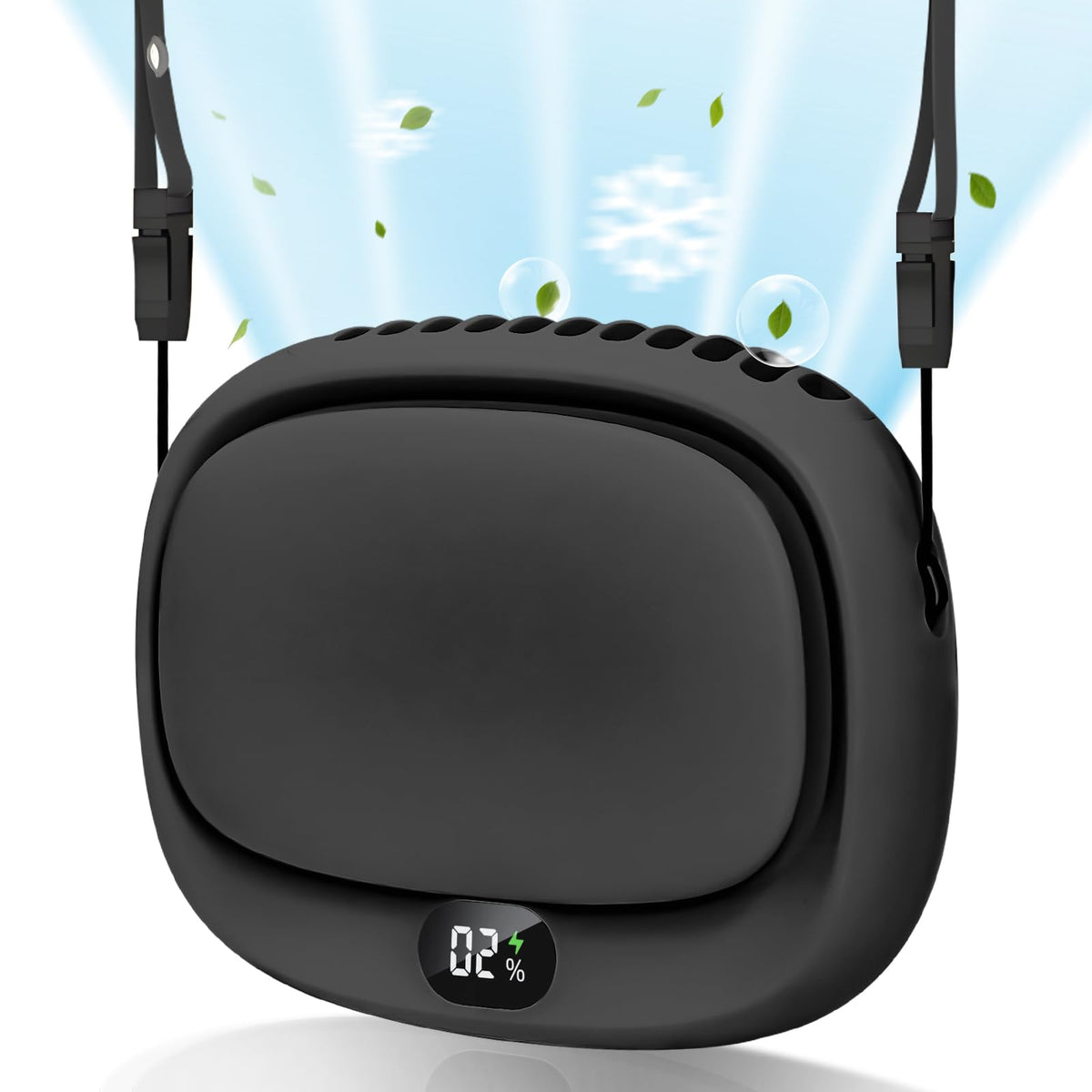 Portable Neck Fan with 5 Speeds – Rechargeable USB Mini Fan for Outdoor Travel, Work &amp; Camping – Silent Personal Cooling Fan (Black)