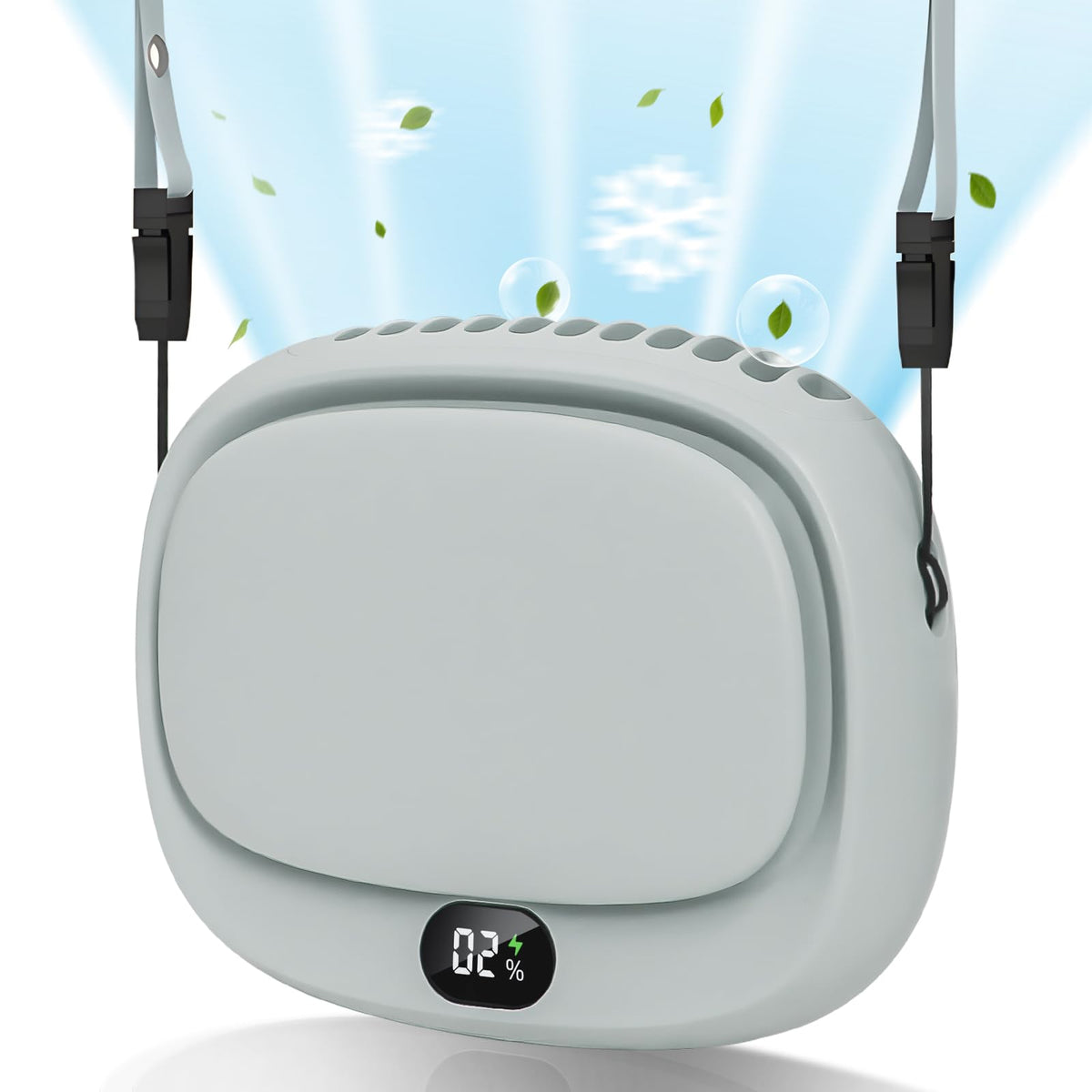 Portable Neck Fan with 5 Speeds – Rechargeable USB Mini Fan for Outdoor Travel, Work &amp; Camping – Silent Personal Cooling Fan (Blue)