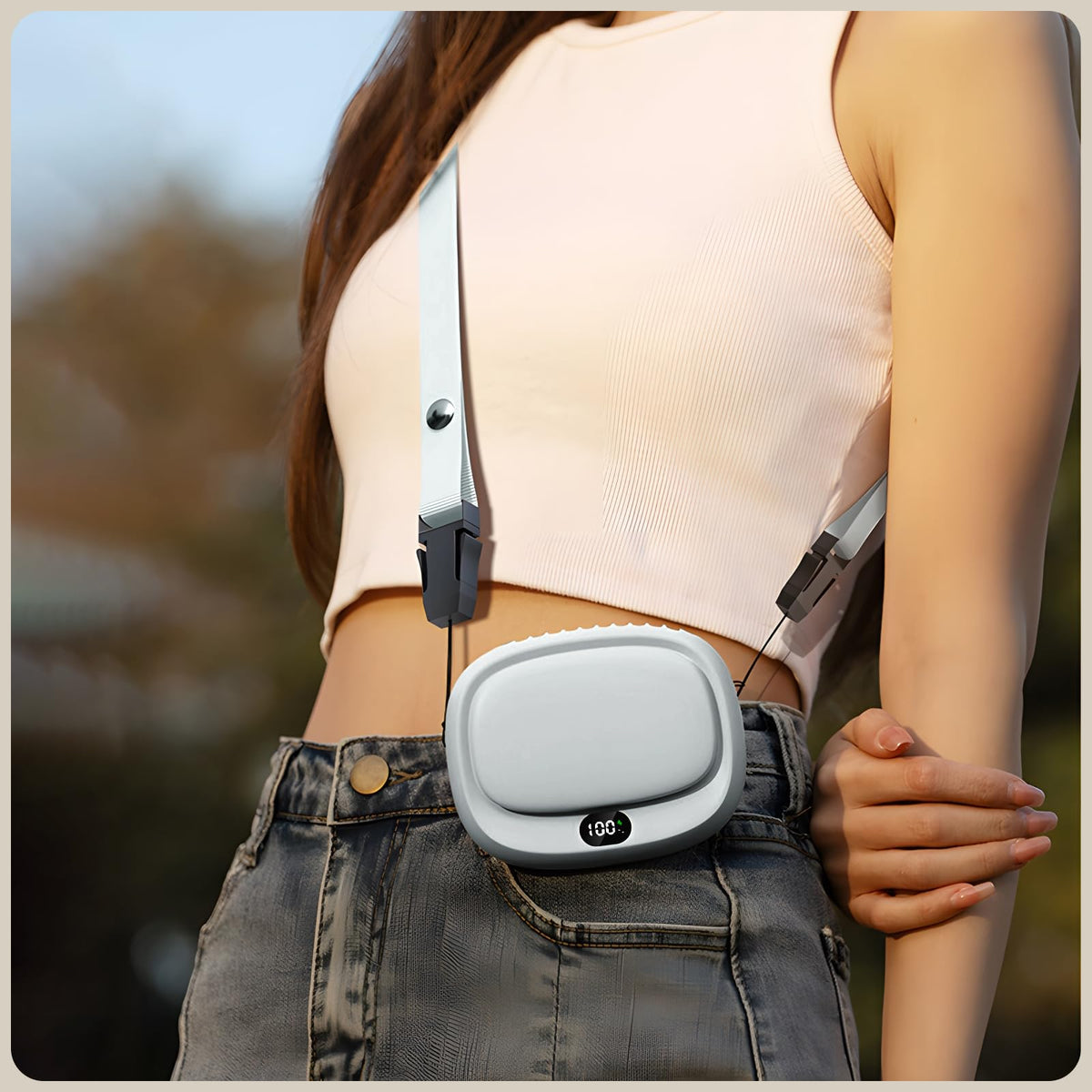 Portable Neck Fan with 5 Speeds – Rechargeable USB Mini Fan for Outdoor Travel, Work & Camping – Silent Personal Cooling Fan (Blue)