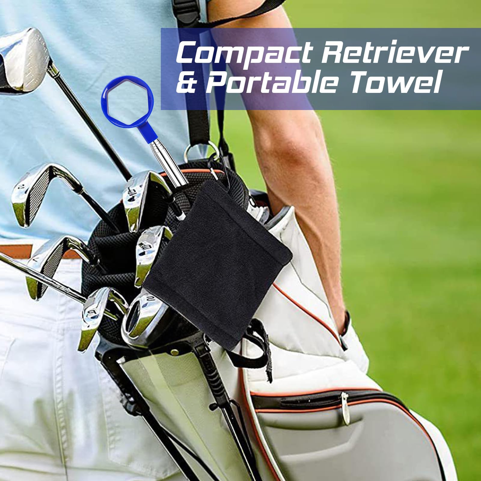 Telescopic Golf Ball Retriever 9FT – Blue Stainless Steel Pole with Durable Nylon Head for Water, Sand & Bush Retrieval (Blue)