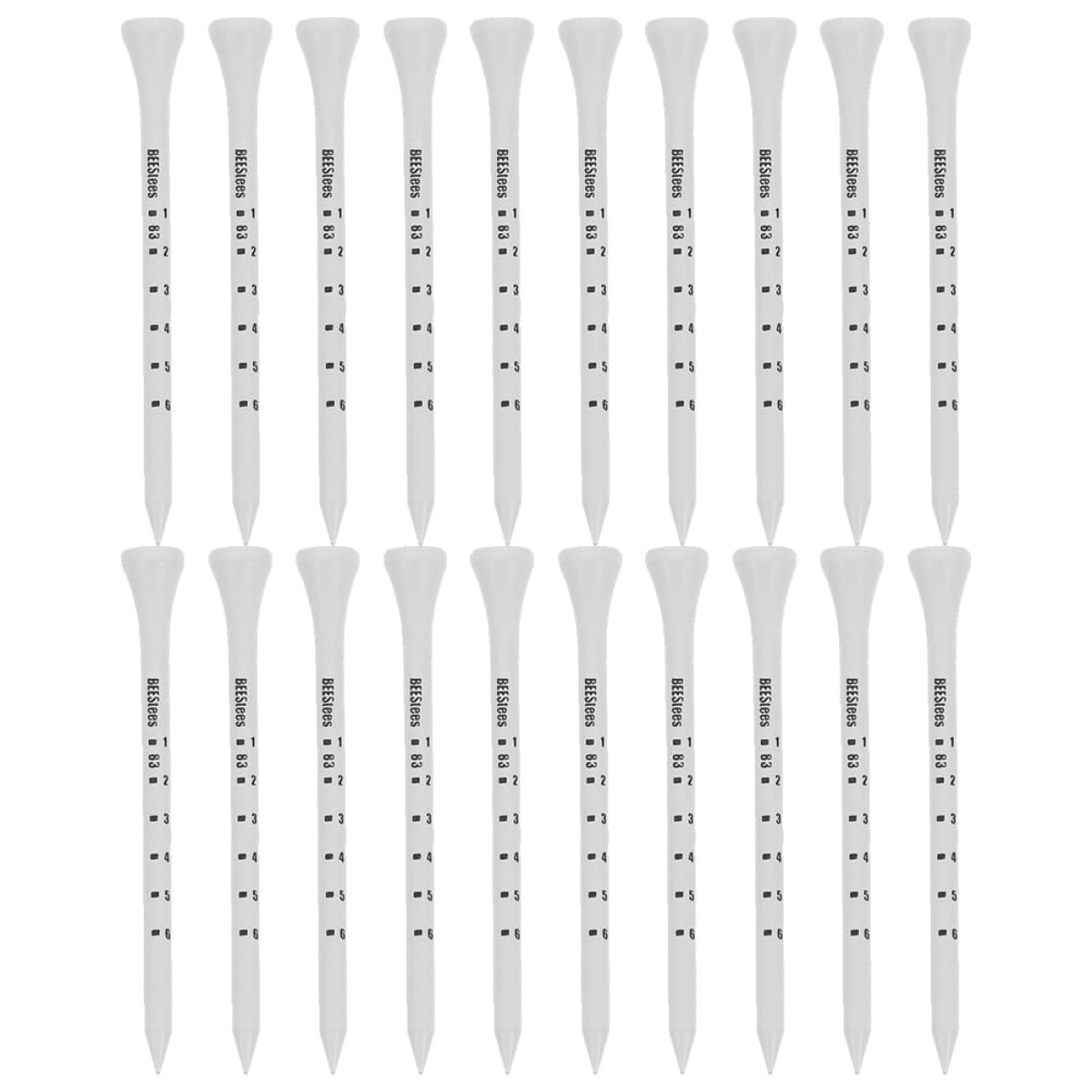 Golf Tee Pack of 100 with Measurement Scale – White Plastic Tees for Driving Range, Practice &amp; Tournament Use (White)