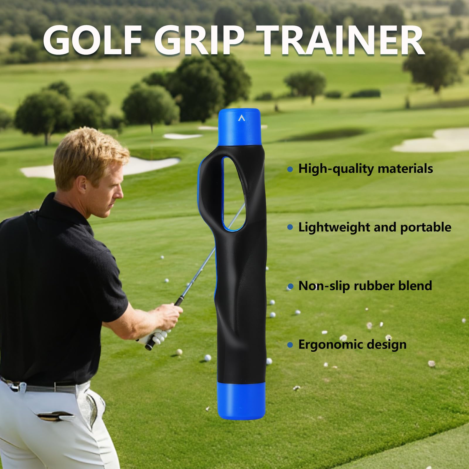 Golf Grip Trainer for Right-Handed Players – Correct Hand Position Tool with Non-Slip Rubber, Fits Most Clubs (Grey)