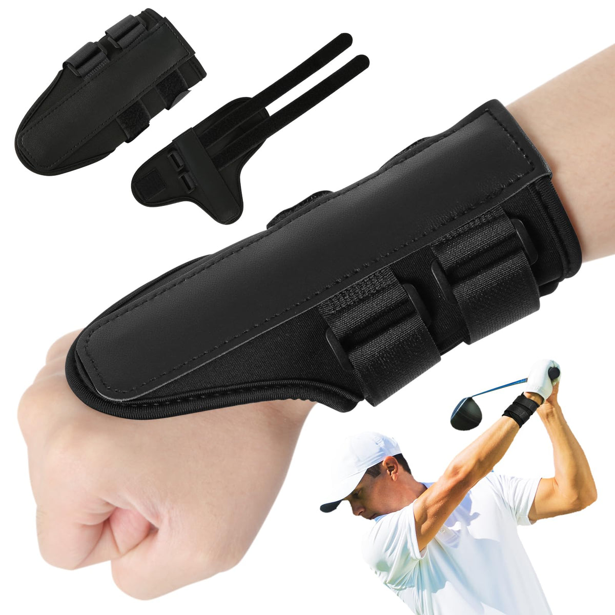 Golf Wrist Alignment Trainer for Home &amp; Range Practice – 2-Pack Adjustable Swing Correction Brace for Beginners and Pros (Black)