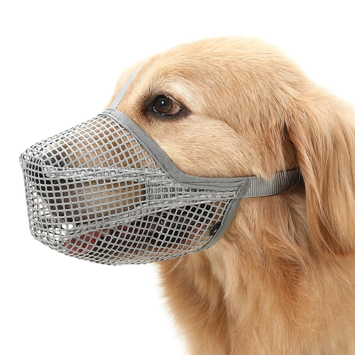 Soft Mesh Dog Muzzle for Small Medium Large Dogs – Breathable Adjustable Anti-Bite Chewing Guard with Overhead Strap – Fits Labrador, German Shepherd, Golden Retriever – 5 Sizes (Grey,XS)
