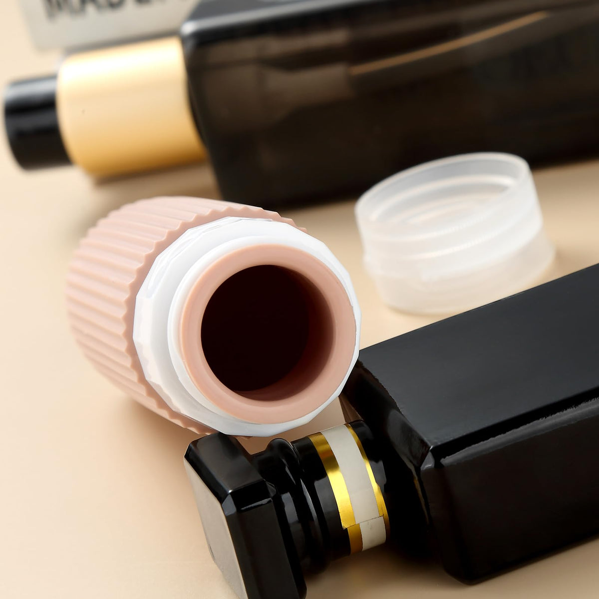 16-Piece Travel Bottle Set with Leak-Proof Silicone Squeeze Bottles – Reusable Toiletry Containers for Shampoo, Lotion, Makeup Remover (Apricot)  | Other Colors Available in Store