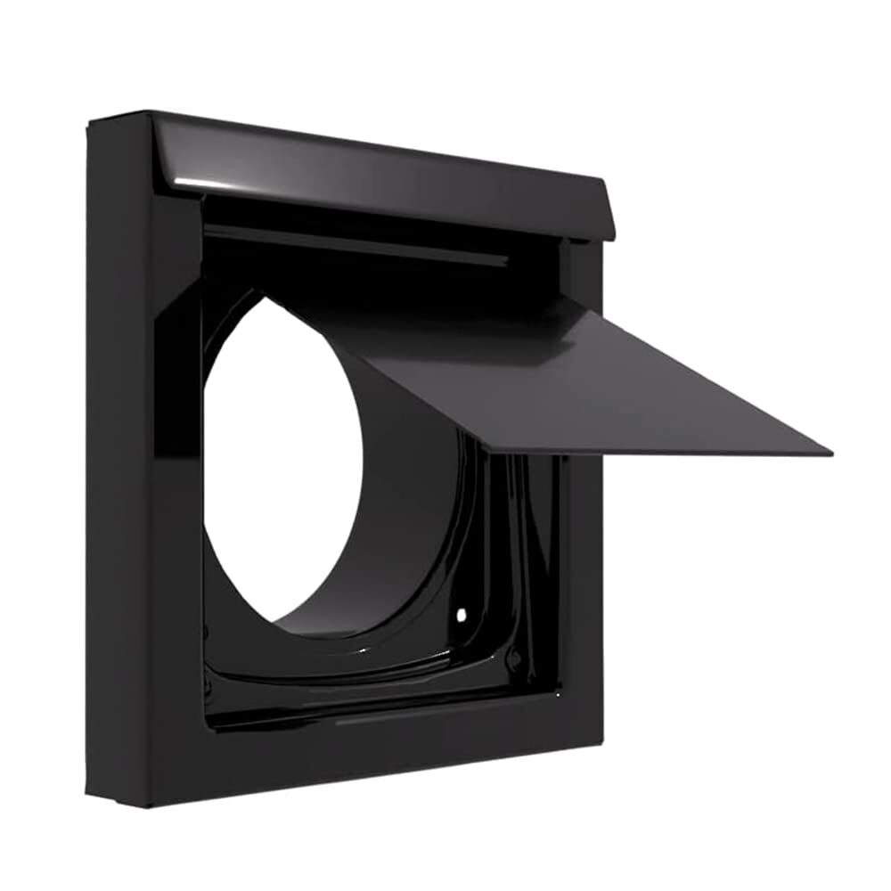 Black 4-Inch Dryer Vent Cover – Outdoor Wall Exhaust for Clothes Dryer &amp; Bathroom Fan | Durable Galvalume Steel with Quiet Damper | Other Colours Available In-Store