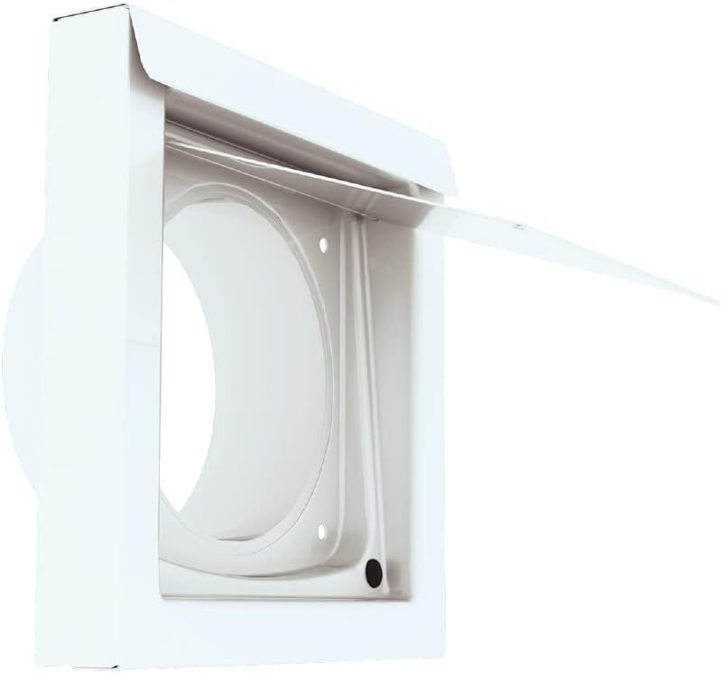 White 4-Inch Dryer Vent Cover – Outdoor Wall Exhaust for Clothes Dryer &amp; Bathroom Fan | Durable Galvalume Steel with Quiet Damper | Other Colours Available In-Store