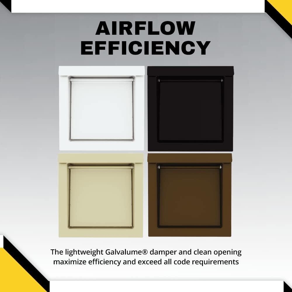 White 4-Inch Dryer Vent Cover – Outdoor Wall Exhaust for Clothes Dryer & Bathroom Fan | Durable Galvalume Steel with Quiet Damper | Other Colours Available In-Store