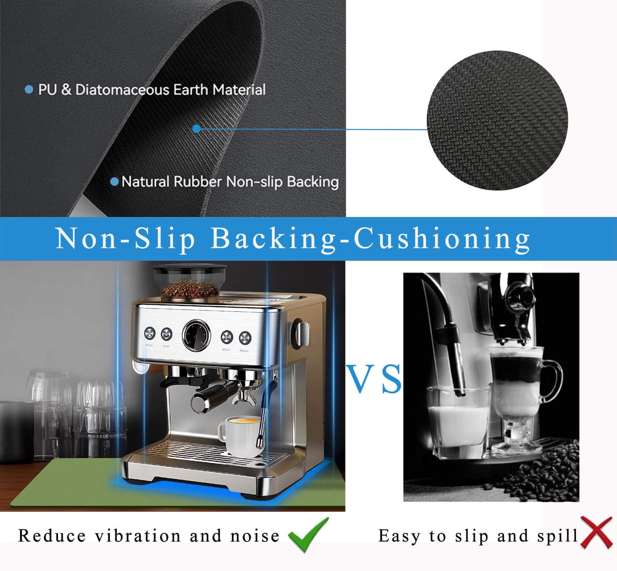 Kitchen Counter Mat for Coffee Maker – Absorbent & Quick-Dry Bar Pad with Non-Slip Backing, Protective Surface for Espresso Machine, Dish Drying Mat (Green,30*40cm)