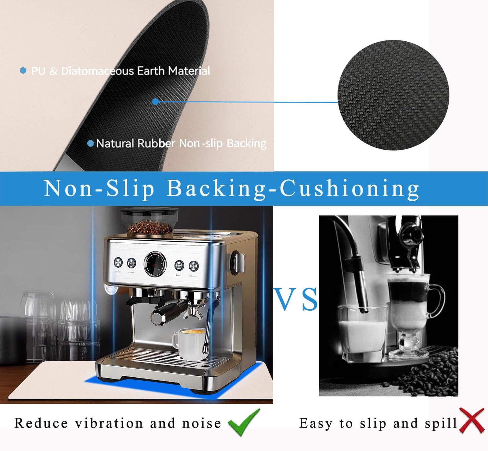 Kitchen Counter Mat for Coffee Maker – Absorbent & Quick-Dry Bar Pad with Non-Slip Backing, Protective Surface for Espresso Machine, Dish Drying Mat (Beige,50*80cm)