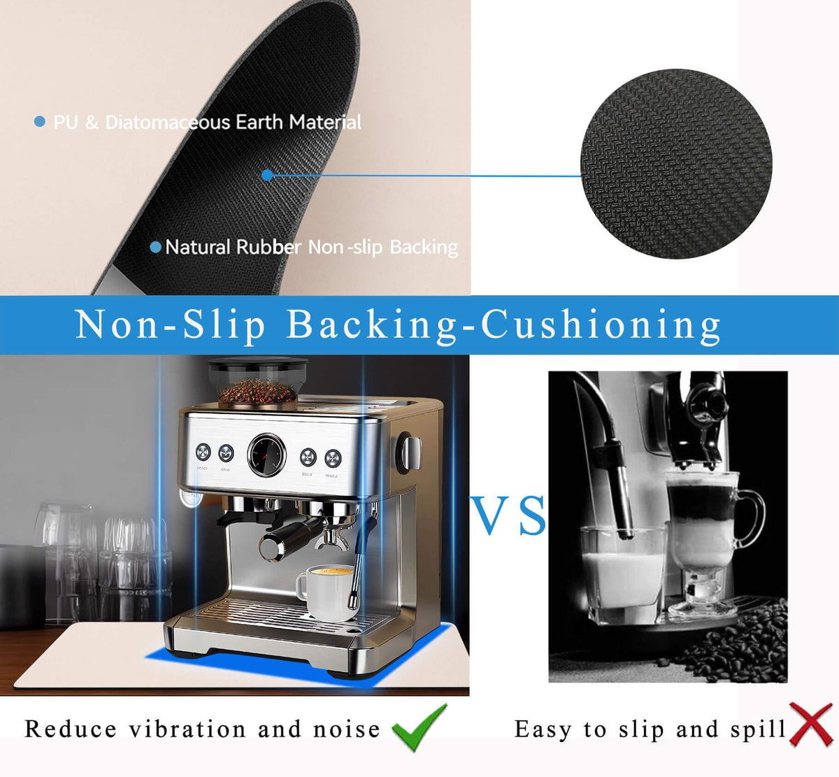 Kitchen Counter Mat for Coffee Maker – Absorbent & Quick-Dry Bar Pad with Non-Slip Backing, Protective Surface for Espresso Machine, Dish Drying Mat Beige,(60*90cm)