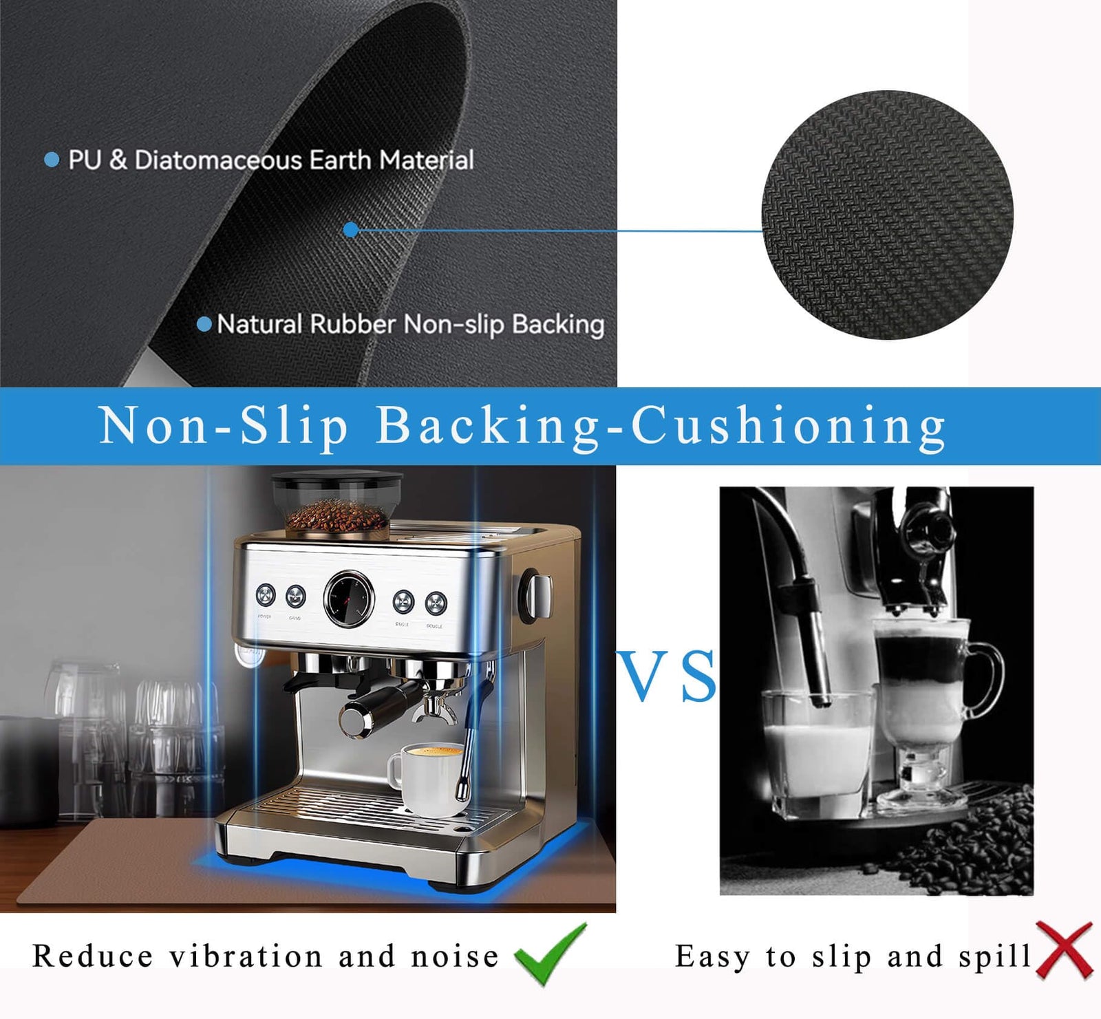 Kitchen Counter Mat for Coffee Maker – Absorbent & Quick-Dry Bar Pad with Non-Slip Backing, Protective Surface for Espresso Machine, Dish Drying Mat (Brown,40*50cm)