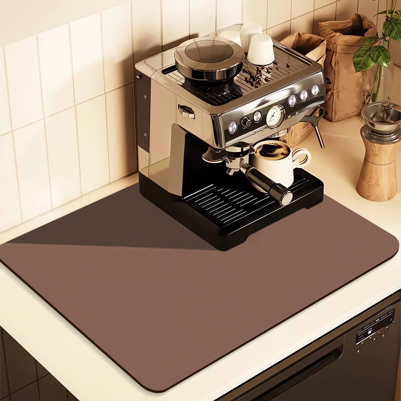 Kitchen Counter Mat for Coffee Maker – Absorbent & Quick-Dry Bar Pad with Non-Slip Backing, Protective Surface for Espresso Machine, Dish Drying Mat (Brown,40*60cm)