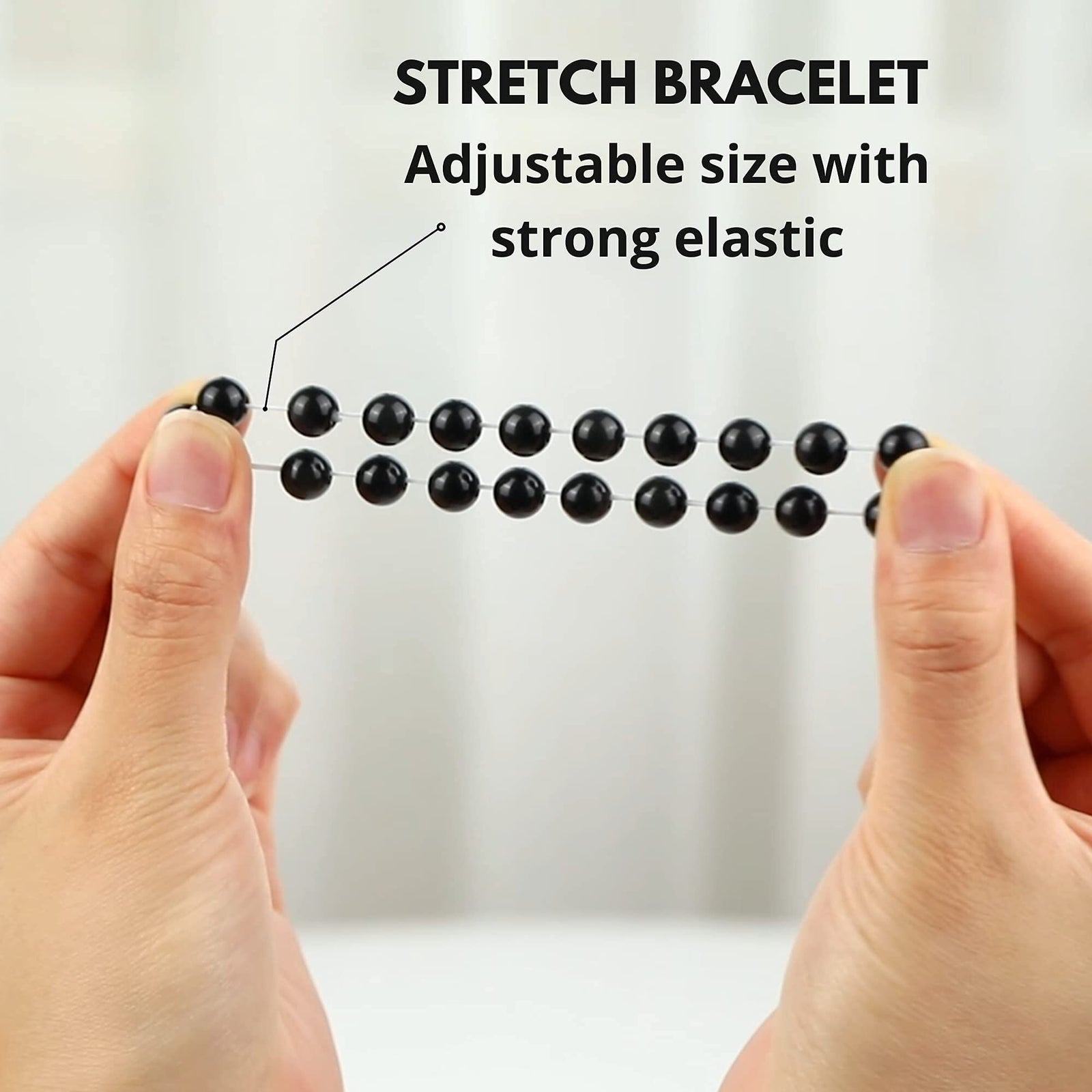 10mm Natural Black Obsidian Beaded Bracelet for Men and Women – Stretchable Healing Crystal Jewelry with Elastic Band, Protective Energy Stone Gift for Birthday, Valentine’s Day, Meditation (Black)