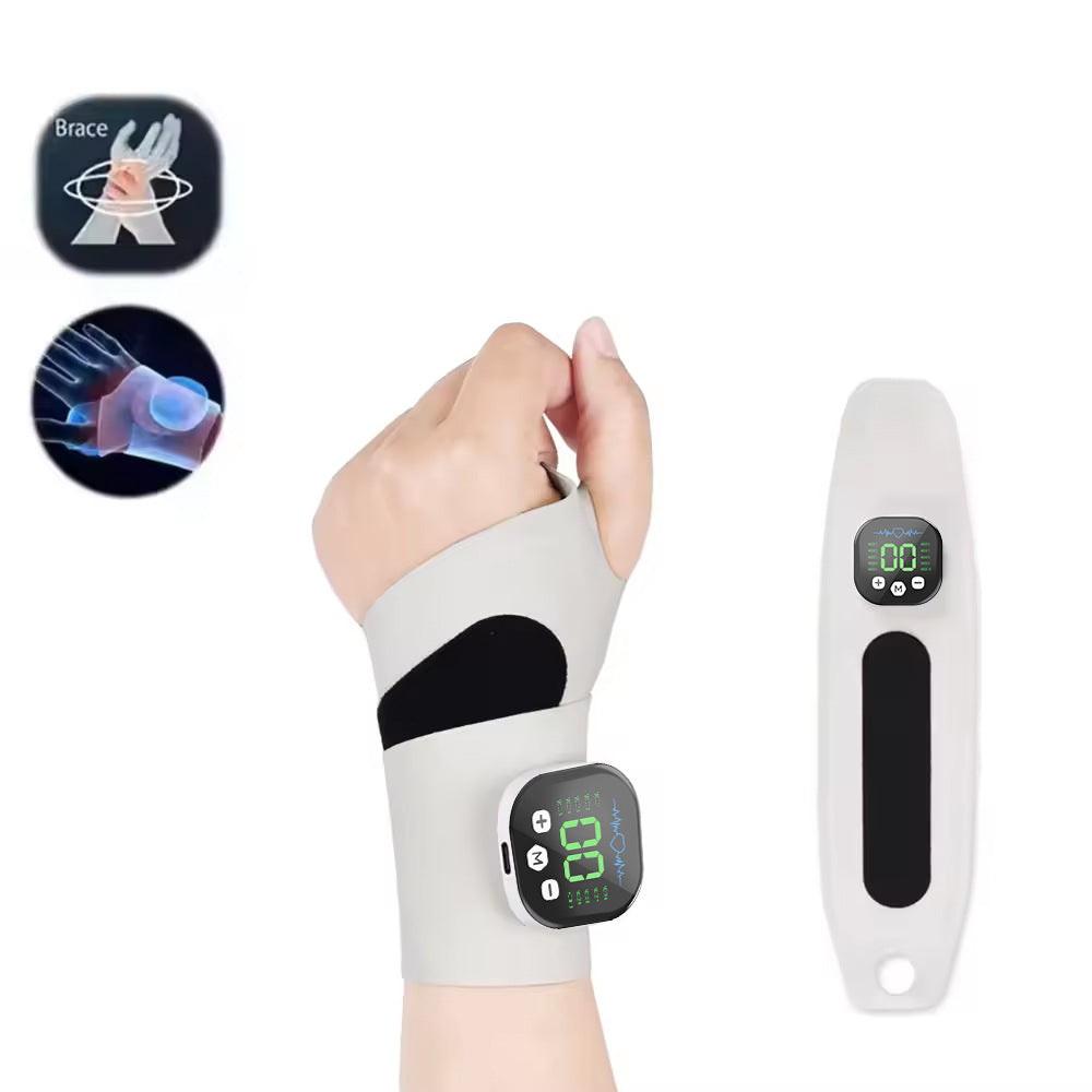 Smart Wrist Massage Brace with 10 Modes &amp; 29 Intensity Levels – Rechargeable Heat Therapy and TENS for Pain Relief, Carpal Tunnel Support, and Joint Comfort (White)  | Blue Version Available In-Store
