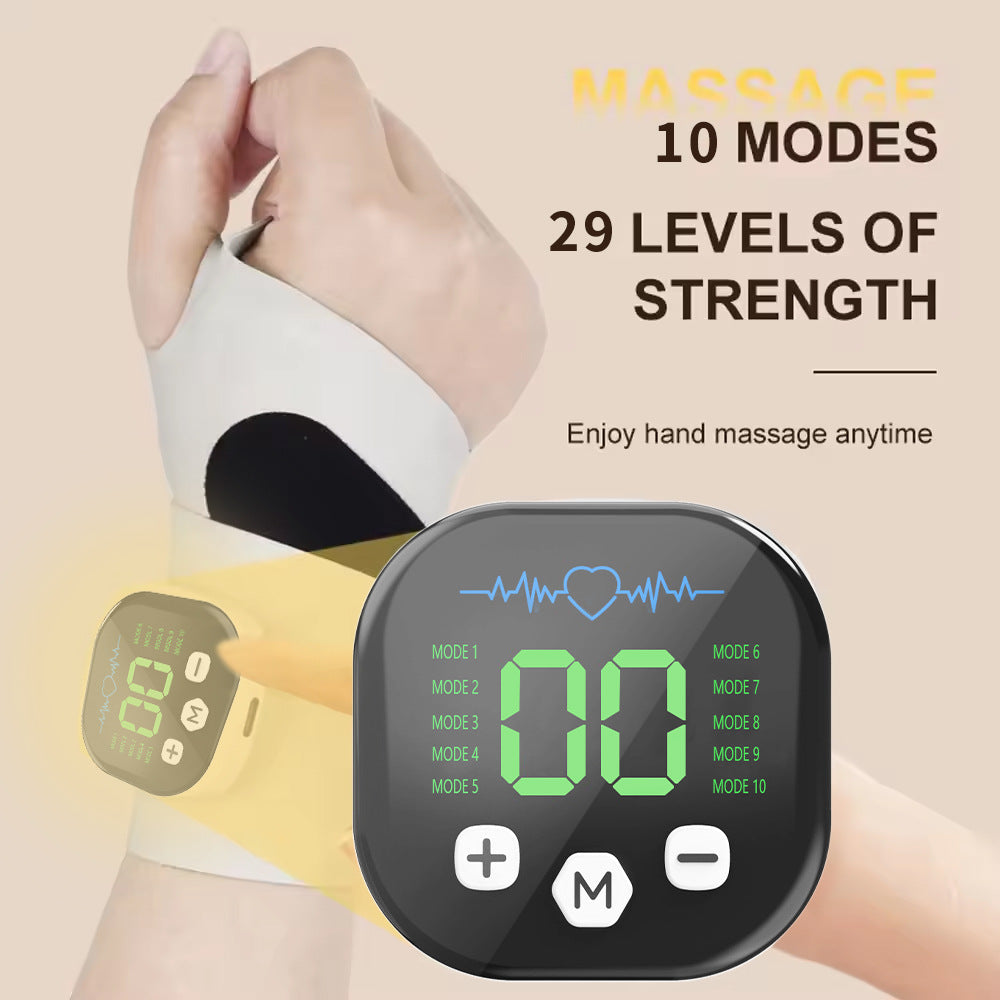 Smart Wrist Massage Brace with 10 Modes & 29 Intensity Levels – Rechargeable Heat Therapy and TENS for Pain Relief, Carpal Tunnel Support, and Joint Comfort (White)  | Blue Version Available In-Store