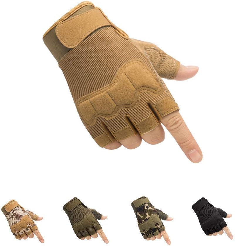 Tactical Fingerless Gloves with Knuckle Protection – Breathable Outdoor Gloves for Shooting, Hunting, Cycling, and Training (Yellow,S)