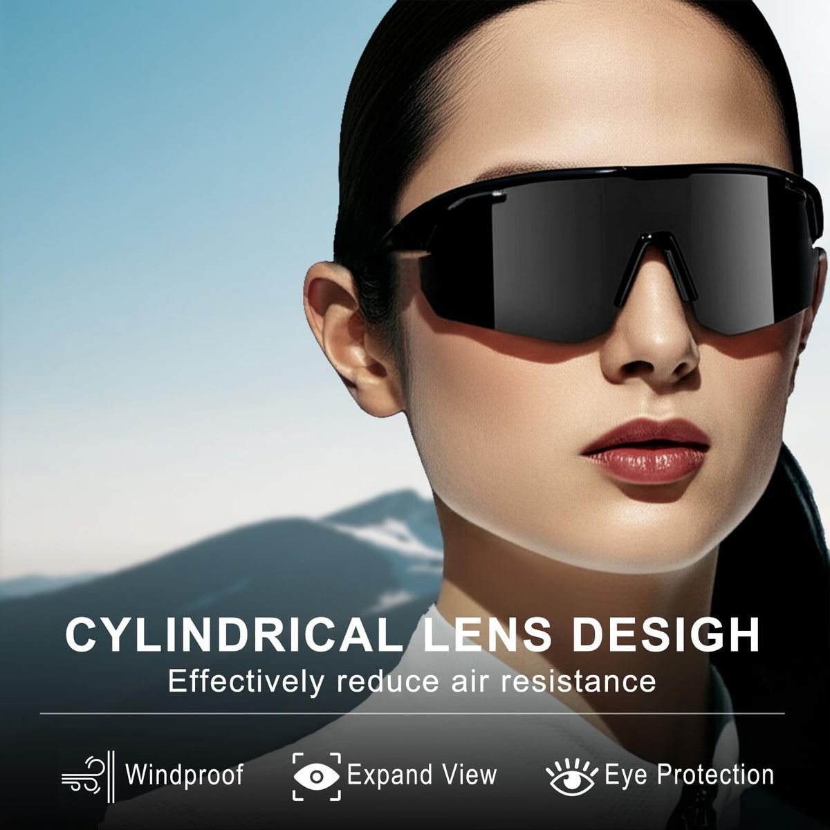 High-End Polarized Sports Sunglasses for Men Women – UV400 Protection, Anti-Fog, Lightweight TR90 Frame, Removable Lens, Ideal for Cycling, Running, Fishing, Golf (Black)