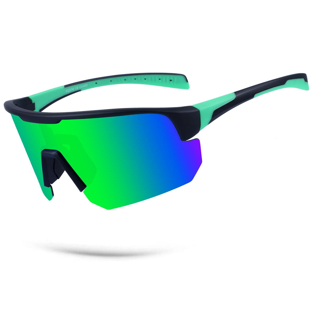 High-End Polarized Sports Sunglasses for Men Women – UV400 Protection, Anti-Fog, Lightweight TR90 Frame, Removable Lens, Ideal for Cycling, Running, Fishing, Golf (Black &amp; Green)