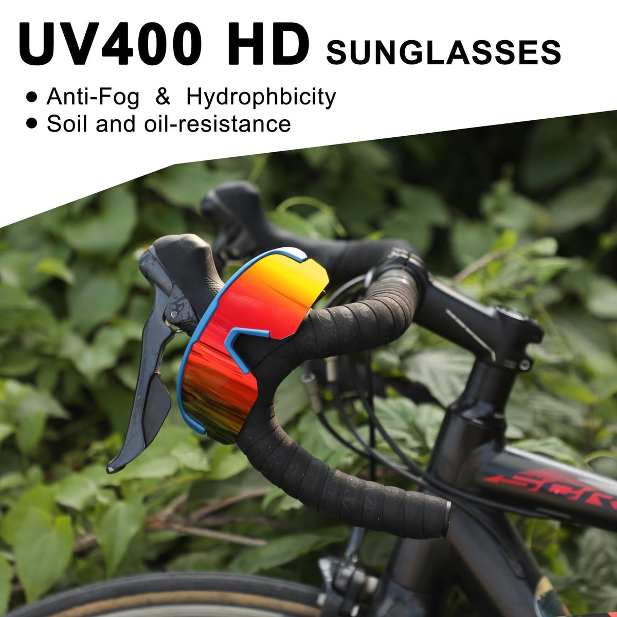 High-End Polarized Sports Sunglasses for Men Women – UV400 Protection, Anti-Fog, Lightweight TR90 Frame, Removable Lens, Ideal for Cycling, Running, Fishing, Golf (Blue & Red)